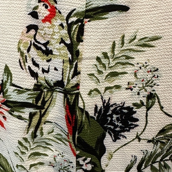 Amanda Green Jungle Bird Floral Leaf Print Top  Blouse Tunic Style with Belt XL - Picture 4 of 10